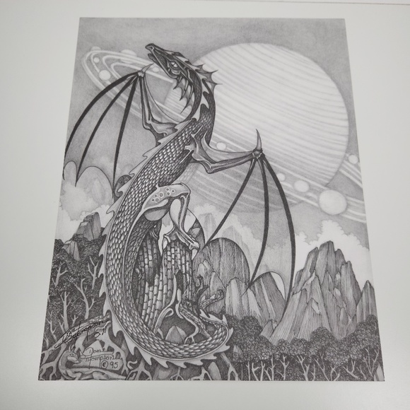 VTG Dan Thompson Fine Arts Advanced Adult Coloring Pages 7 Fantasy Dragon Fairy - Picture 6 of 9